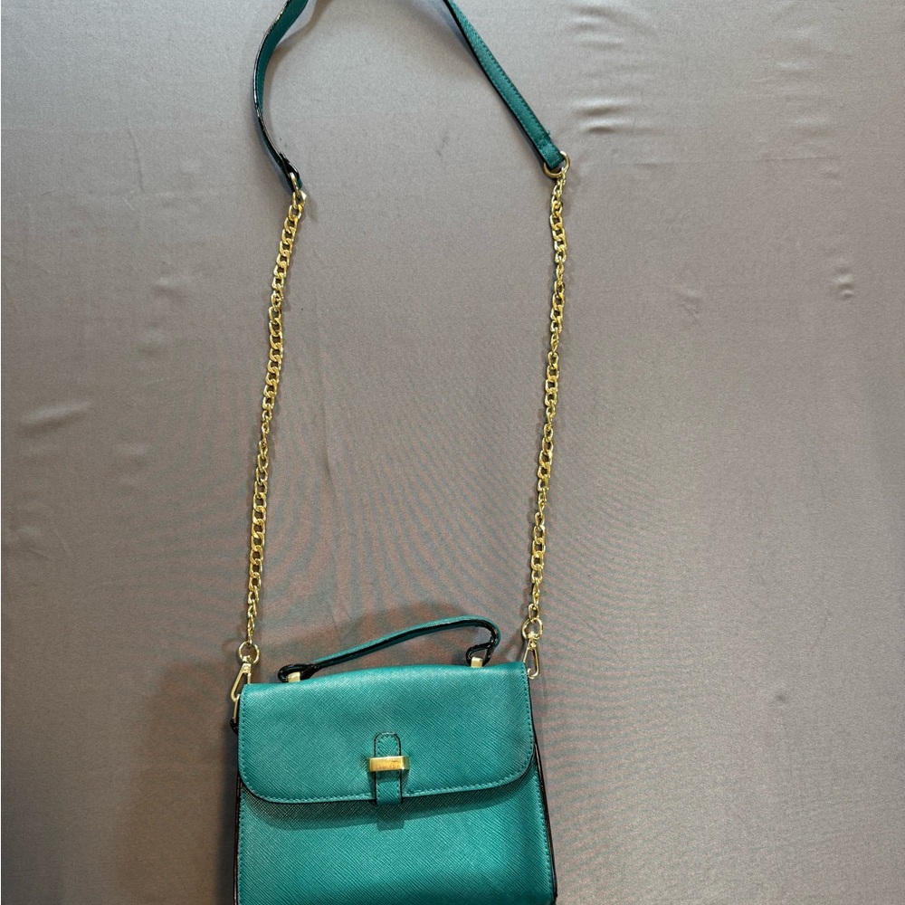 Merona Teal Crossbody Bag with Gold Chain Strap